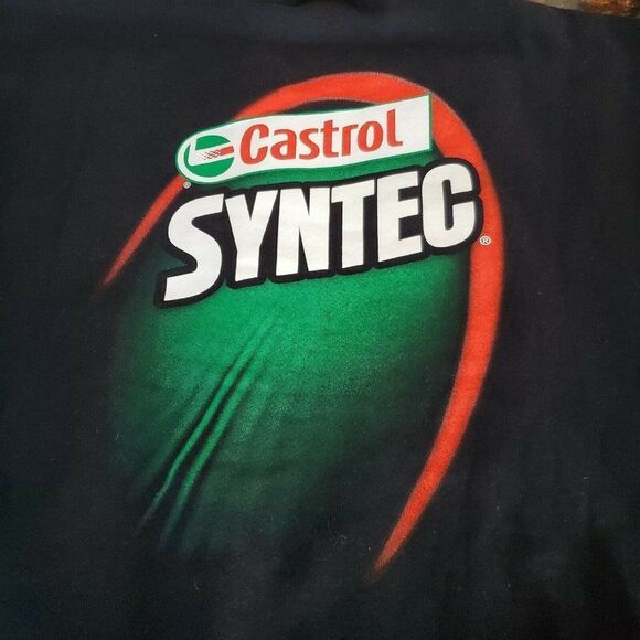 Russell Athletic Castrol Syntex Large Graphic L Vintage 90s Black Sweatshirt USA - Picture 5 of 10